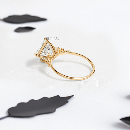 Princess Lab Diamond Rotated with Accented Diamonds Ring - YDJLR106