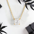 Princess Lab Diamond Solitaire Pendant in Trio Prongs and Anchor Chain - YDJLP43