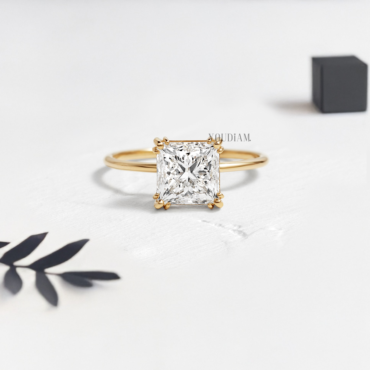 Princess Lab Diamond with Trio-Prongs Ring - YDJLR107