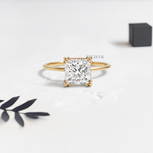 Princess Lab Diamond with Trio-Prongs Ring - YDJLR107