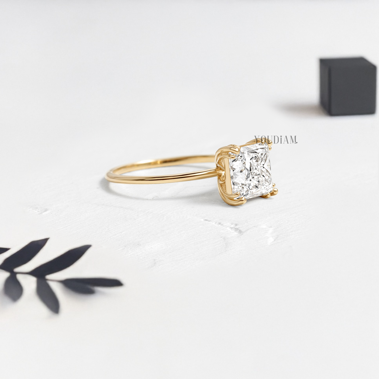 Princess Lab Diamond with Trio-Prongs Ring - YDJLR107