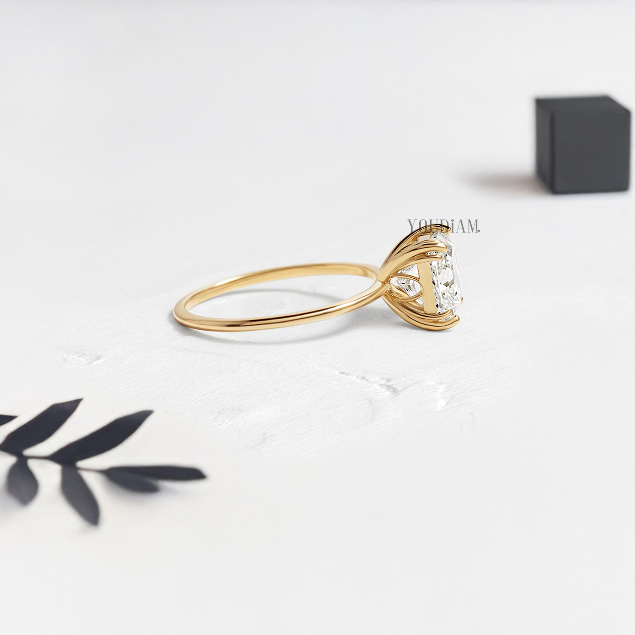 Princess Lab Diamond with Trio-Prongs Ring - YDJLR107