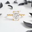 Radiant Lab Diamond in Double-Prongs and Distance Diamonds on Band Ring - YDJLR146
