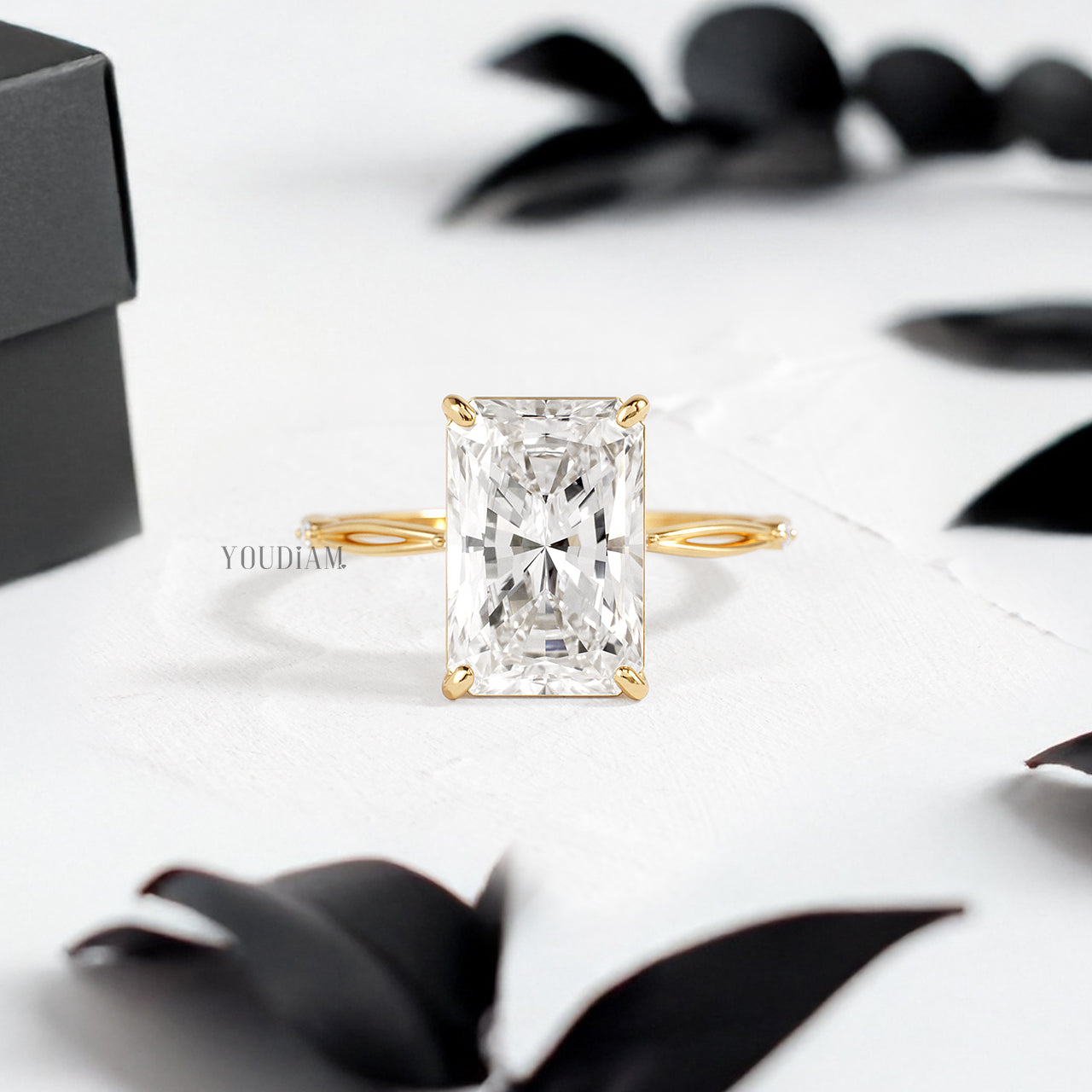 Elongated Radiant Lab Diamond in Split and Thin Band Ring - YDJLR162