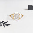 Radiant Lab Diamond with Accented Two Pears in Bezel Setting Ring - YDJLR189