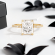 Radiant Lab Diamond with Pave Band Ring - YDJLR129