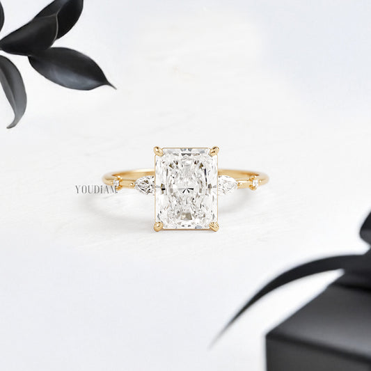 Radiant Lab Diamond with Tiny Accented Diamonds Ring - YDJLR171