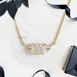 Radiant Lab Diamond Pendant in Bezel Setting with Accent Diamonds and Anchor Chain - YDJLP37