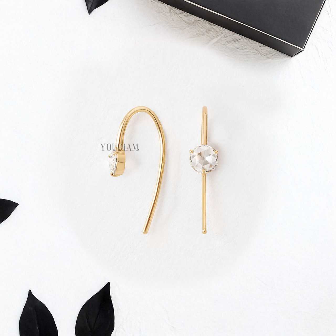 Rose Cut Lab Diamond Studs in Light Weight - YDJLE03