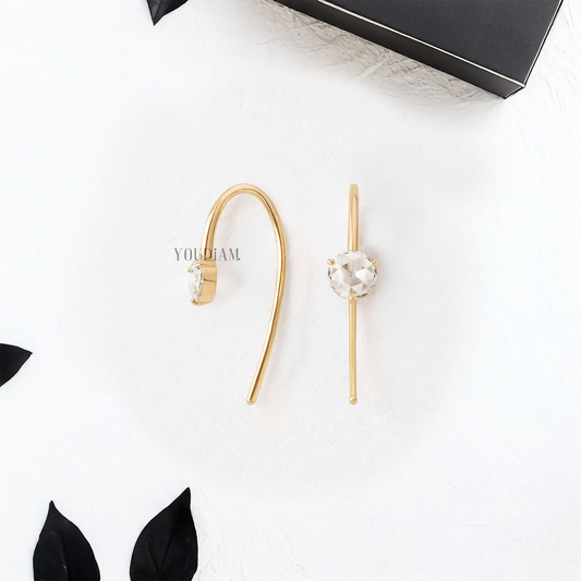 Rose Cut Lab Diamond Studs in Light Weight - YDJLE03