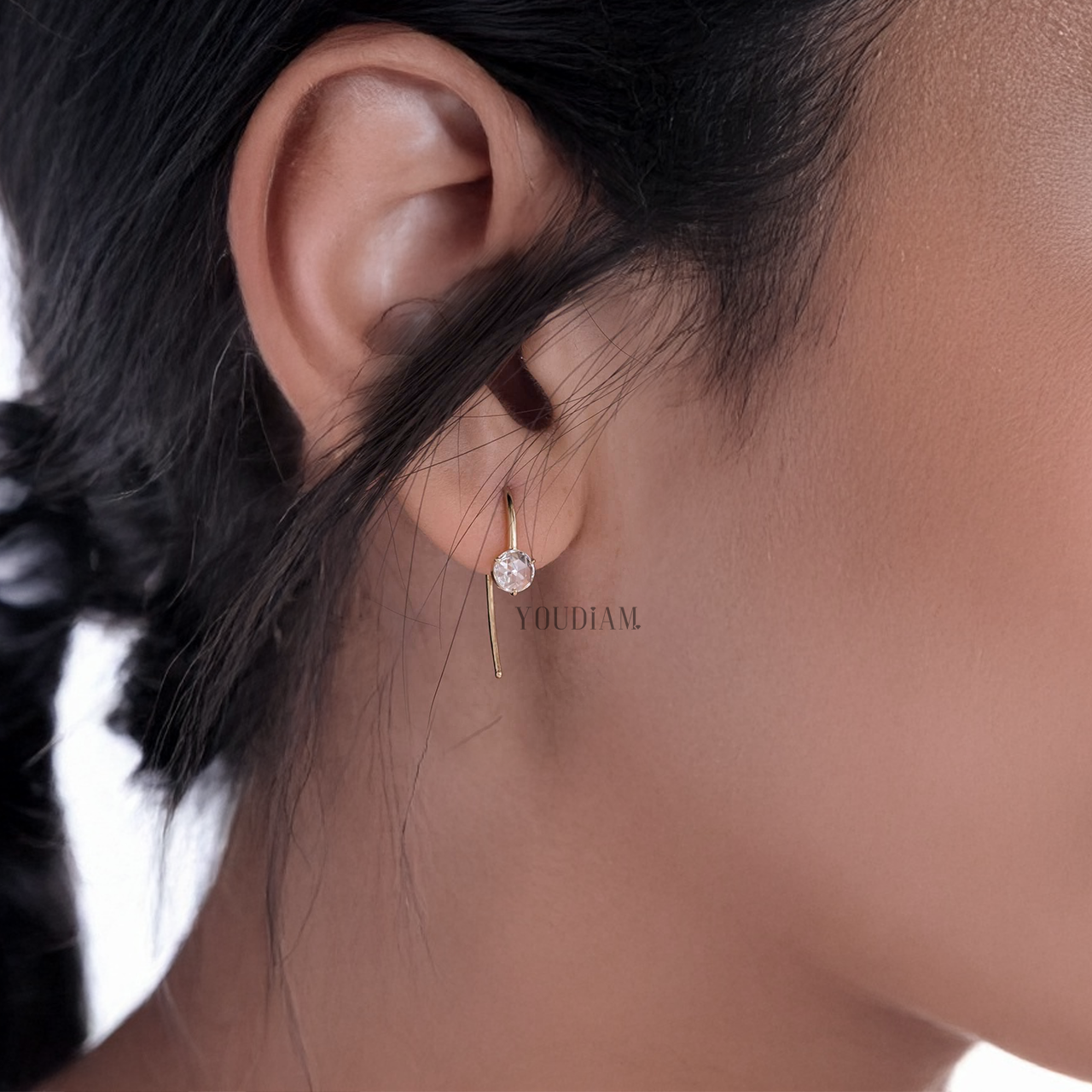 Rose Cut Lab Diamond Studs in Light Weight - YDJLE03