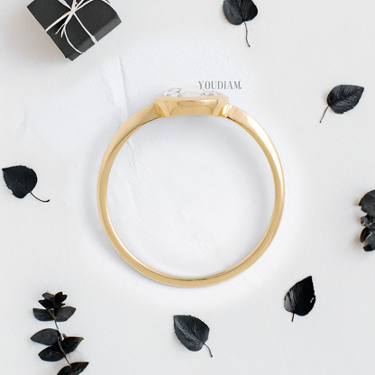 Rose Cut Round Lab Diamond in Bezel Setting Ring - YDJLR135