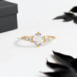 Rose Cut Round Lab Diamond in Low Profile Setting with Side Diamonds Ring - YDJLR187