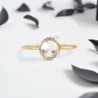 Rose Cut Round Lab Diamond with Hidden Halo in Bezel Setting Ring - YDJLR153