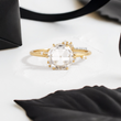 Rose Cut Round Lab Diamond with Scattered Accent Diamonds Ring - YDJLR143
