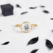 Round Lab Diamond in Bezel Setting with Accented Diamonds on Band Ring - YDJLR195