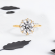Round Lab Diamond in Eight Prongs with Accented Halo Diamonds Ring - YDJLR158