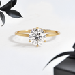 Round Lab Diamond with Six Prongs and Hidden Accented Diamonds Ring - YDJLR155
