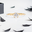 Round Lab Diamond with Trio-Prongs Ring and Distanced Diamonds on Band - YDJLR118