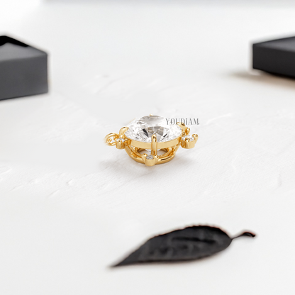 Round Lab Diamond Solitaire Pendant with Scattered Accent Diamonds and Anchor Chain - YDJLP01