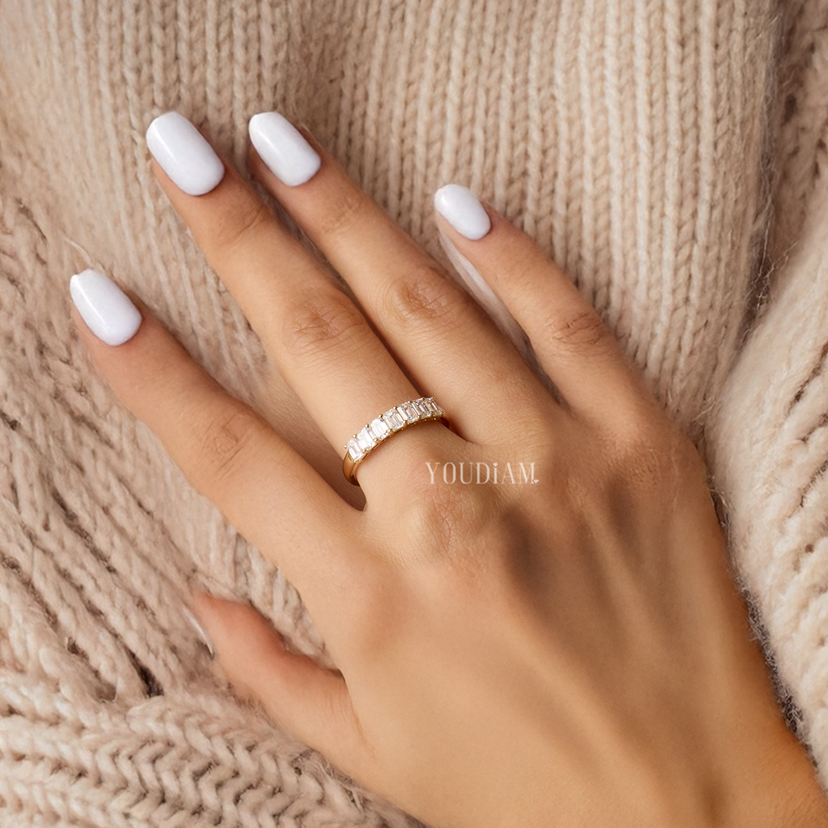 Seven Stones Emerald Cut Lab Diamonds Band - EUDJLB04