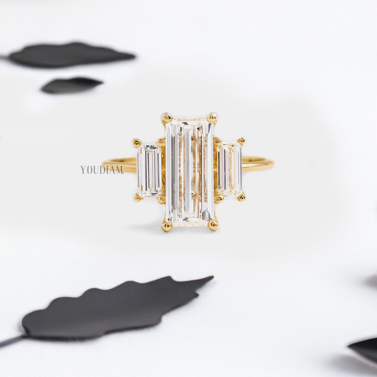 Three Baguette Lab Diamonds Ring - YDJLR166