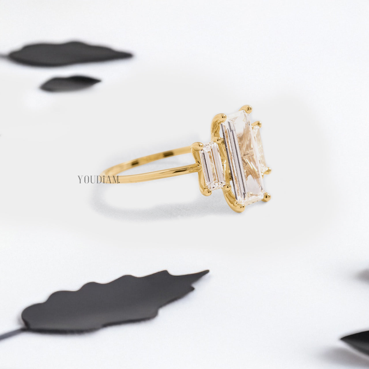 Three Baguette Lab Diamonds Ring - YDJLR166
