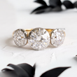Three OEC Lab Diamonds in Bezel and Claw Prong Setting with Euro Shank Ring - YDCJR09