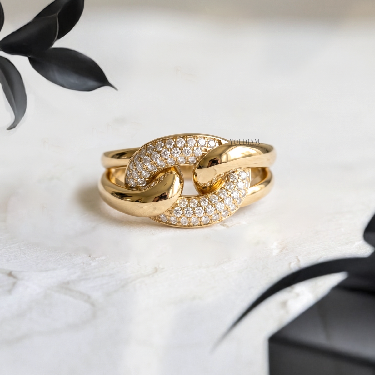 Tie Ring with Lab Diamonds - YDCJR06