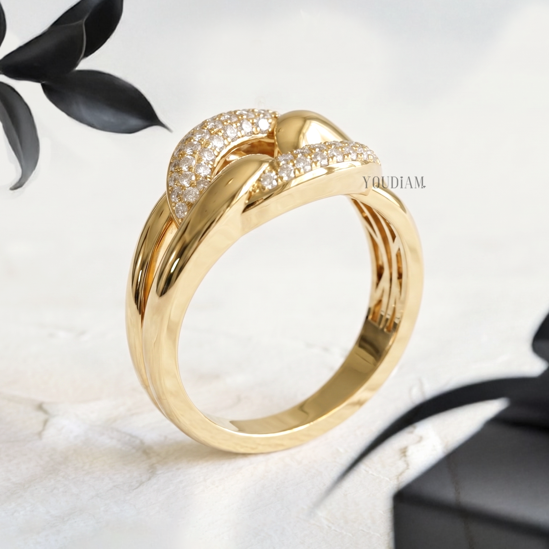 Tie Ring with Lab Diamonds - YDCJR06