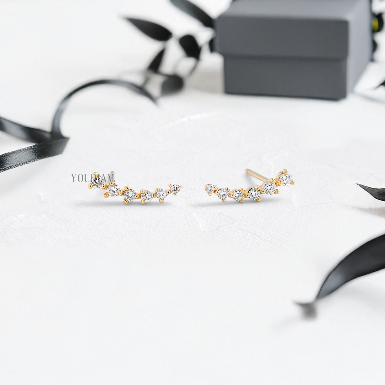 Tiny Lab Diamonds Step-Up Stud Earrings - YDJLE35