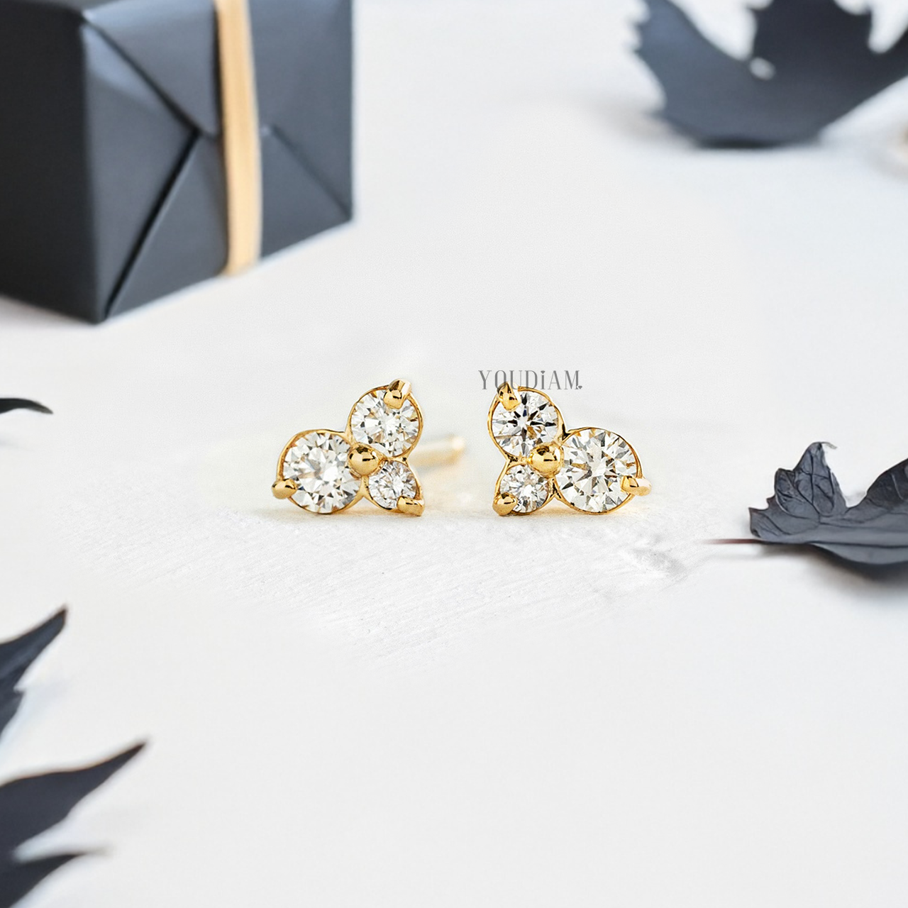 Tiny Round Trio Lab Diamond Studs Earrings - YDJLE11