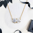 Toi Et Moi Pendant with Blue Round and White Round Cut Lab Diamonds and Anchor Chain - YDJLP69