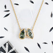 Toi Et Moi Pendant with Green Marquise and Pear Cut Lab Diamonds in Bezel Setting and Anchor Chain - YDJLP48