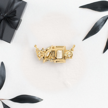 Toi Et Moi Pendant with Marquise and Emerald Lab Diamonds and Side Diamonds and Anchor Chain - YDJLP05