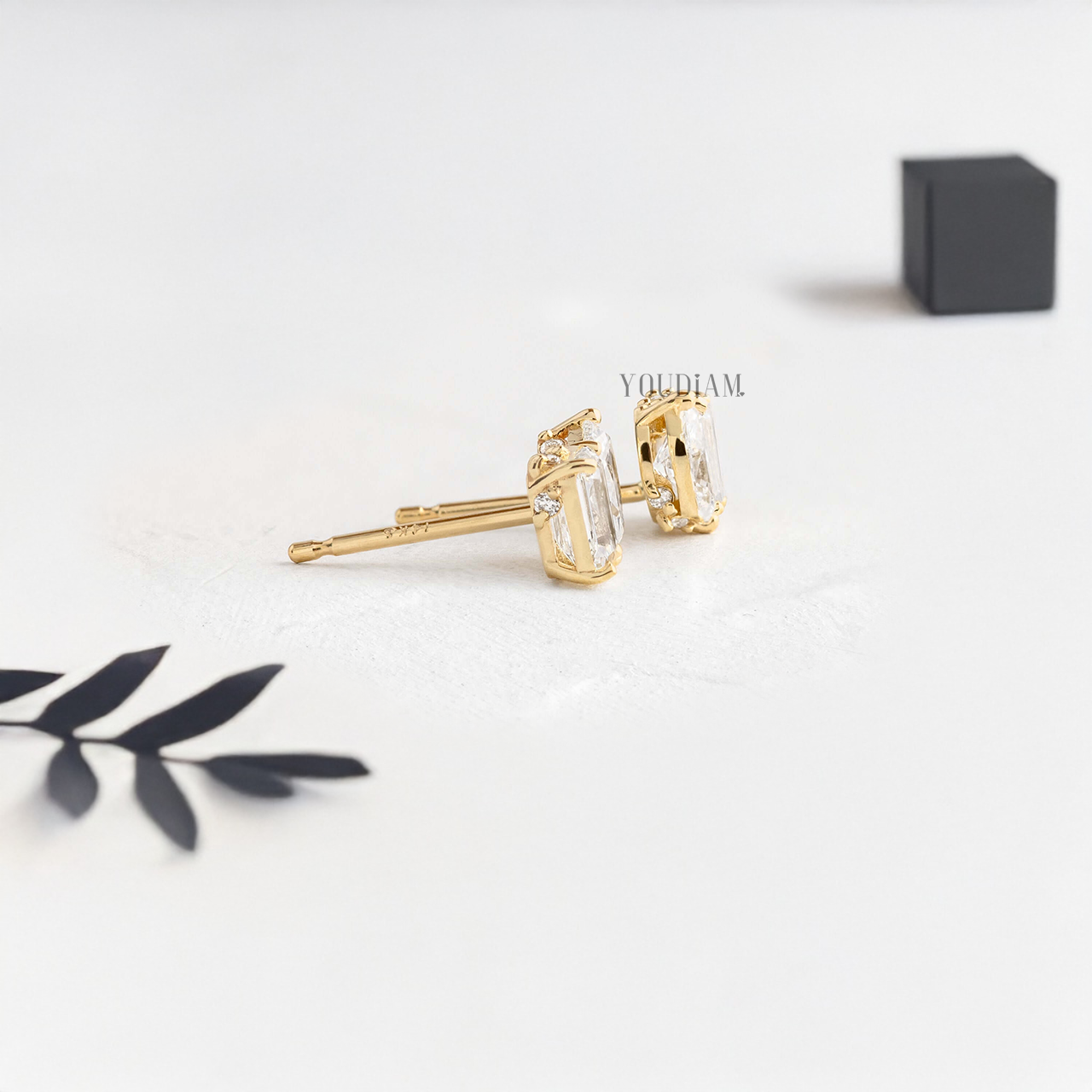 Toi Et Moi Stud Earrings with Marquise and Emerald Lab Diamonds - YDJLE01