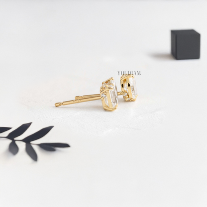 Toi Et Moi Stud Earrings with Marquise and Emerald Lab Diamonds - YDJLE01