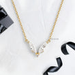 Two Elongated Marquise Lab Diamonds Pendant with Accented Diamonds and Anchor Chain - YDJLP30
