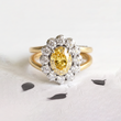 Yellow Oval Lab Diamond with Halo Diamonds on Two Bands Ring - YDCJR04 Youdiam