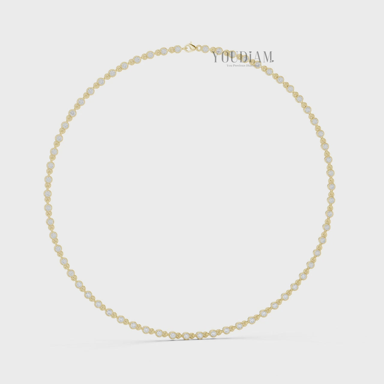 4ctw Bezel Setting Lab Diamonds Tennis Necklace Chain - YDJLN04