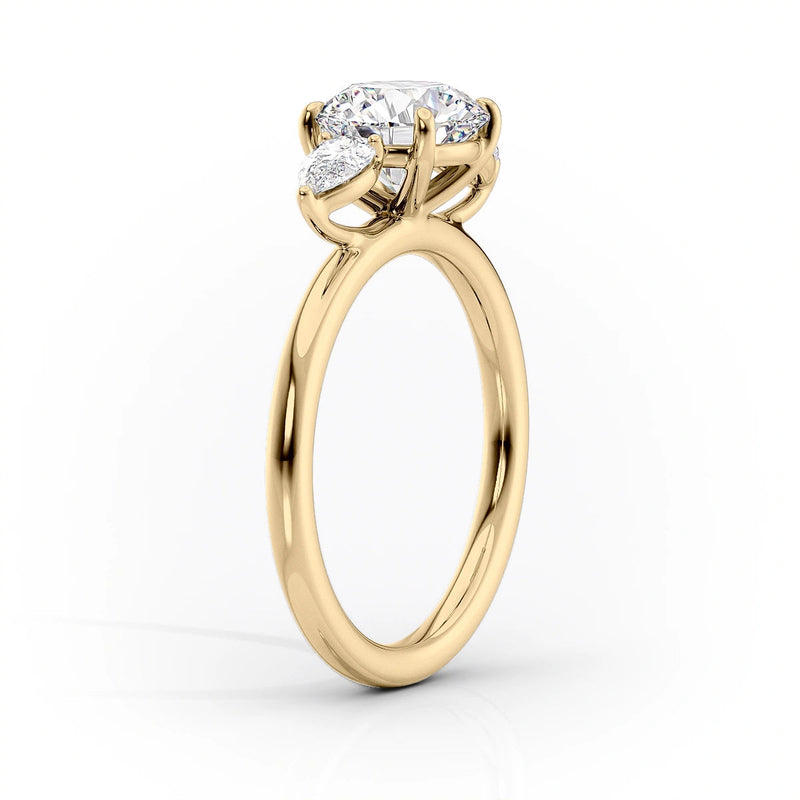 Custom Made Jewelry - 2.5ct Marquise Lab Diamond With 0.5ct Two Pear Lab Diamonds in Side Ring