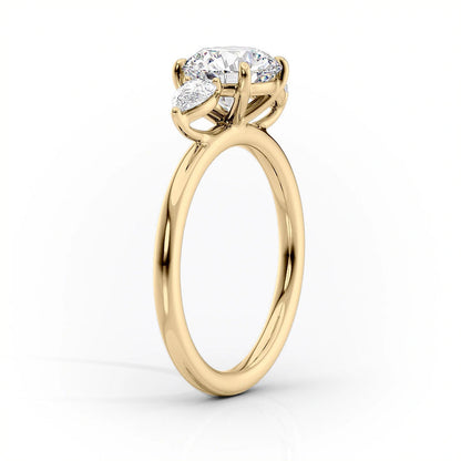Custom Made Jewelry - 2.5ct Marquise Lab Diamond With 0.5ct Two Pear Lab Diamonds in Side Ring