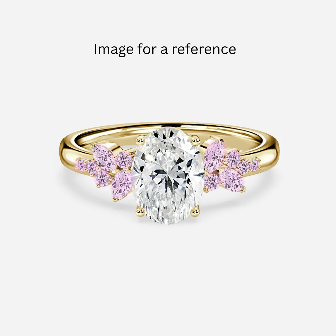 Custom Made Jewelry - 2ct Oval Lab Diamond Ring with Cluster of Pink Lab Diamonds