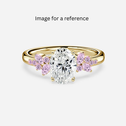 Custom Made Jewelry - 2ct Oval Lab Diamond Ring with Cluster of Pink Lab Diamonds