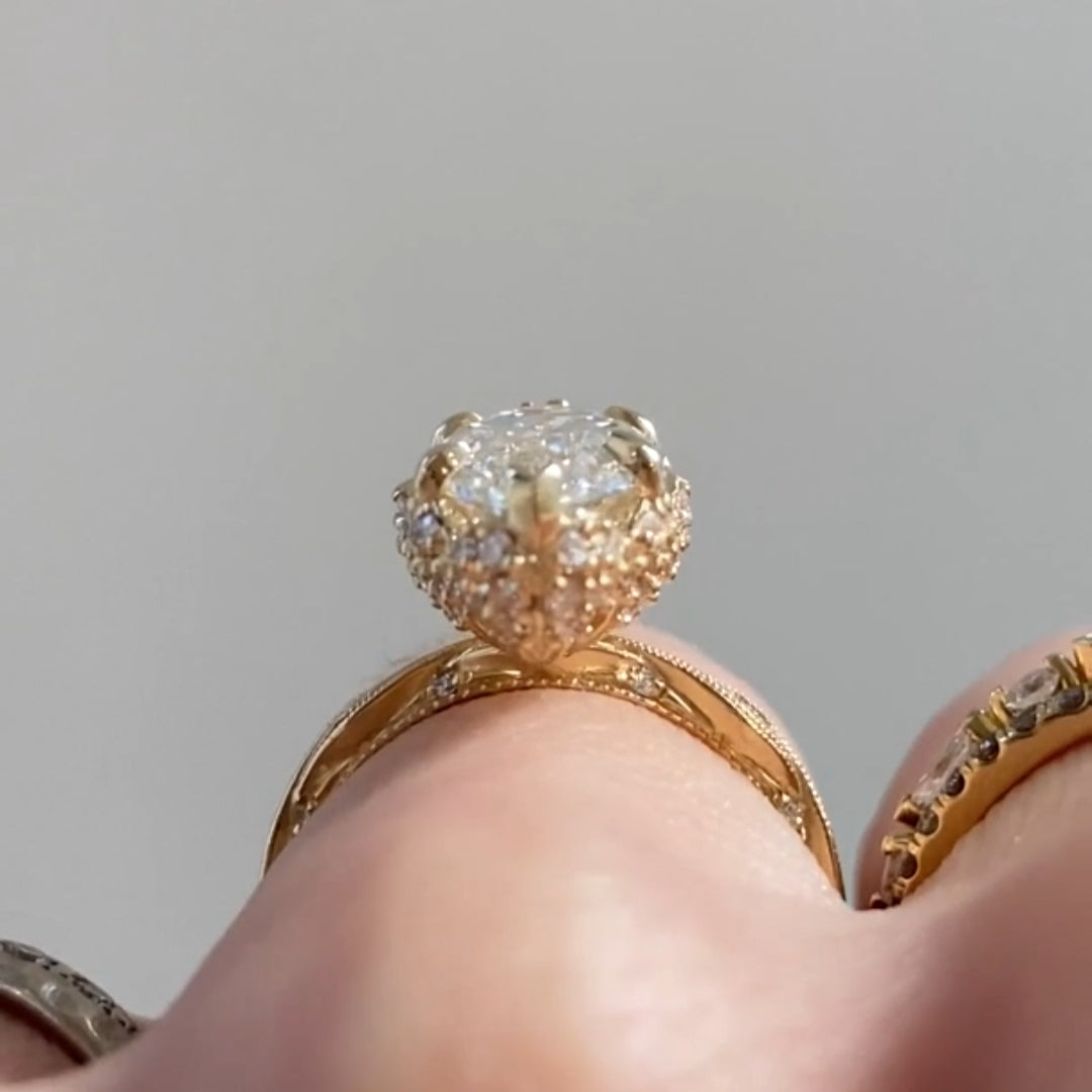 Custom Made Jewelry - Vintage Style Marquise with Halo Ring