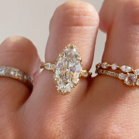 Custom Made Jewelry - Vintage Style Marquise with Halo Ring