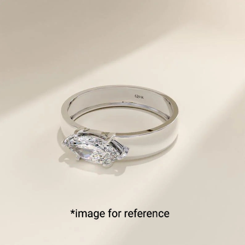 Custom Made Jewelry - 0.5ct Marquise Lab Diamond Ring With Widen Band