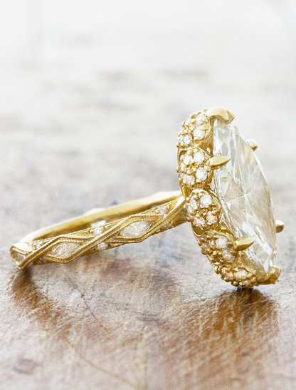 Custom Made Jewelry - Vintage Style Marquise with Halo Ring