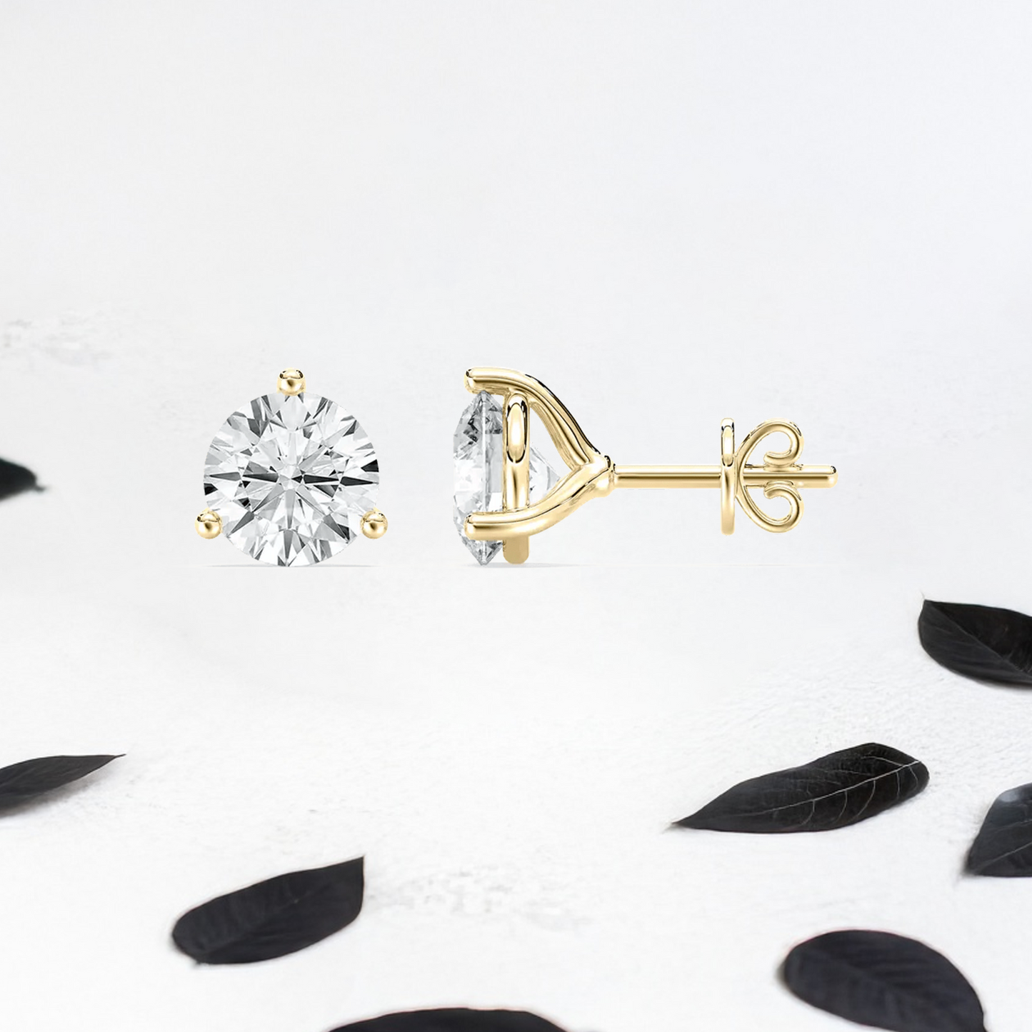 Round Cut Lab Diamonds Stud Earrings (1 to 4ctw) in Solid Gold
